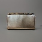 Vintage 1960s 1970s Metallic Silver Evening Clutch Purse With Faux Handle Clasp
