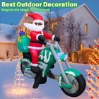  6ft Inflatable Motorcycle With Santa Outdoor Decoration  Christmas Blow Up 