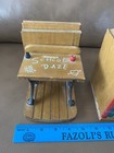 Vintage Wood School Desk Bookends   Metal Legs   School Daze   Pair   1970s