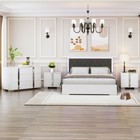 4 Pcs Bedroom Sets Queen Size Upholstered Bed  Mirrored Nightstands   Dresser