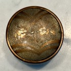 Vintage 1950s Mcm Pressed Glass Powder Jar W  Aged Metal Lid