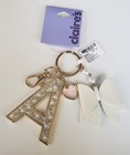 Nwt Claire   s Initial Letter  a  Keychain Rhinestones Bling Gold Tone W bow Heart
