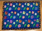 Antique Ukrainian Floral Needlepoint Rug Hand Embroidered Folk Wall Hanging