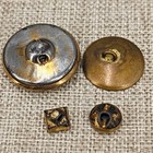 Antique Enamel Button Lot Floral Daisy Gilt Brass Picture Buttons 22-6mm Vintage