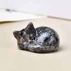 Natural Yooperlite Cat Handmade Carved Statue Flame Stone Uv Reactive Ornament
