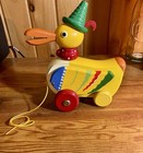 Vintage Walter Wooden Pull-along    quacking    Toy Duck  Made In Western Germany