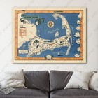 Map Of Cape Cod Vintage Massachusetts Old Maps Usa Canvas Wall Art Print