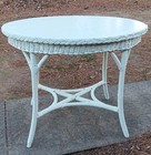 Vintage Wicker Fibre Oval Parlor Table By American Chair Co Sheboygun Wisconsin