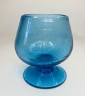 1- Vintage Hand Blown Blue Bubble Glass Snifter Cocktail Goblet Glass 3 1 4in