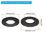 2 Pcs 43mm-77mm Metal Step Up Ring Camera Lens Filter Adapter Ring Black