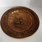 Vintage Pirate Ship Brass Plate Embossed Wall Art 14x14 W patena Nautical 