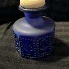 Cobalt Blue Octagon Vase Frosted Panels Italy 4 5   
