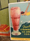 Vintage C  1930 J Hungerford Smith Fruited Strawberry Ice Cream Soda Sign Rare  