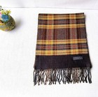 Soft   Warm Brown Plaid Fringed Scarf Classic Style