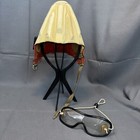 Vtg Leather Skull Cap Helmet Richard-pontvert France Sky Diver W  Goggles Rare