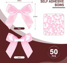 Pink Bow Satin Ribbon For Craft 2  Self Adhesive Premade Mini Bows For Gift Wrap
