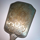 Vintage Victorian Style Hand Mirror Ornate Floral Silver Tone Vanity Decor