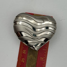 Estee Lauder Pleasures Solid Perfume Compact Heart Waves Vtg Silver Empty