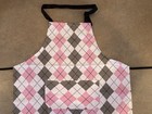 Nwot Canvas Pink gray Argyle Adjustable Apron W  2 Front Pockets - 24x32 Inches