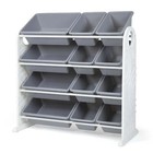 Your Zone White Kids Plastic Toy Storage Organizer With 12 Grey Colored Plastic