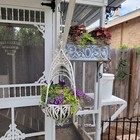 Metal Wrought Iron Hanging Flower Planter Basket Rustic Antique White 30 