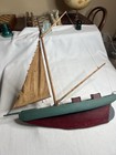 Vintage Large New Hampshire Pond Boat W  Mast   Beams Old Paint-25     L   28     T