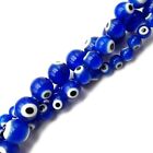 Blue Evil Eye Glass Smooth Round Beads Size 6mm 8mm 10mm 15 5  Strand