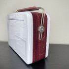 Retro Radio Lunch Box Metal White Red Gold Faux Knobs 10 X 8 Vintage Style