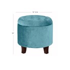 Teal Velvet Tufted Round Ottoman With Storage 18in H X 19in W