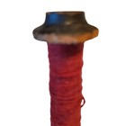 Antique 5 5  Wooden Industrial Textile Spool bobbin Notched Top Red Thread