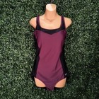 Speedo Bathing Suit Womens Size L Plum Purple black