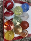 Lot Of 10 Vintage Glass Marbles Milky White Toy Game Shooter Agate Glass Marble