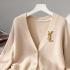 Vintage Glam Gold Interlocking Letter Brooch retro Designer Inspired Metal Pin