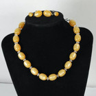 Vintage Orange Shiny Lucite Oval Beaded Choker Necklace Screw-back Earring Set