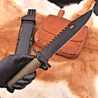 Custom Made Commando Hunting Knife Black Coated Carbon Steel W Cover 2885
