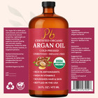Organic Argan Oil 16 Fl Oz     Glass Bottle With Pump  Moroccan Argan Oil For Hair