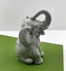 Vintage Ceramic Grey Gray Elephant Bank Trunk Up 4 1 2  Tall