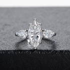 3ct Moissanite 3-stone Engagement Ring Vvs1 14k White Gold Plated Ring For Women