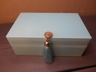 Vintage Beveled Glass Jewelry Box Hinged Lid  Keepsake Display Case Mint Color