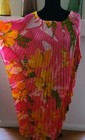 Vintage Caftan Pleated Hawaiian Style Floral Dress One Size Hawaii 1960s Tiki