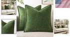 Luxury Chenille Throw Pillow Covers 18x18   - Set Of 2 Forest Green Elegance