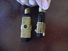 2 Vintage Art Deco  Glass Miniature Perfume Bottles-austria-brass Filigree