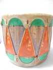 Old Vintage Cochiti Pueblo Indian Painted Cottonwood Drum - Nicely Sized  