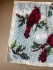 Vintage Red Cardinal Latch Hook Rug Finished Wall Hanging  3 Birds On Limbs