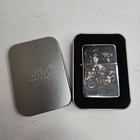 Nib Star Flip Top Lighter Wolf And Motorcycle Bike Refillable