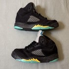 Jordan Retro 5 Aqua Youth Size 11c Black High Top Shoes