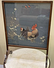 Antique  Dual Fire Screen Fireplace Screen Glass Wood Wool
