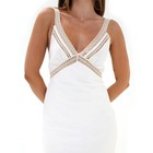 Rumored White Lace Midi Dress Size 6 Plunge Neck Backless Rosita Wedding Bridal