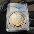 Pr67 1973 Liberia Proof Dollar  Pcgs Trueview- Rainbow Toned Solo Top Pop