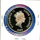 1999 Cook Islands 1 1 4  Silver Coin Man Walks On The Moon Vintage Token Medal 